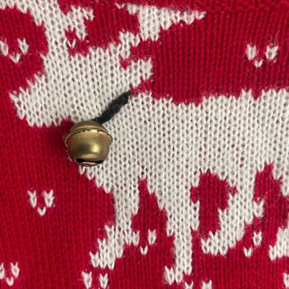 Red Reindeer Knit Holiday Sweater – With Jingle Bells - Picture 3 of 7